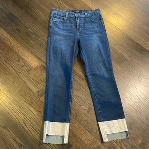 J Brand Ruby Silverpool Jeans Step Hem Silver Dipped 26 EUC